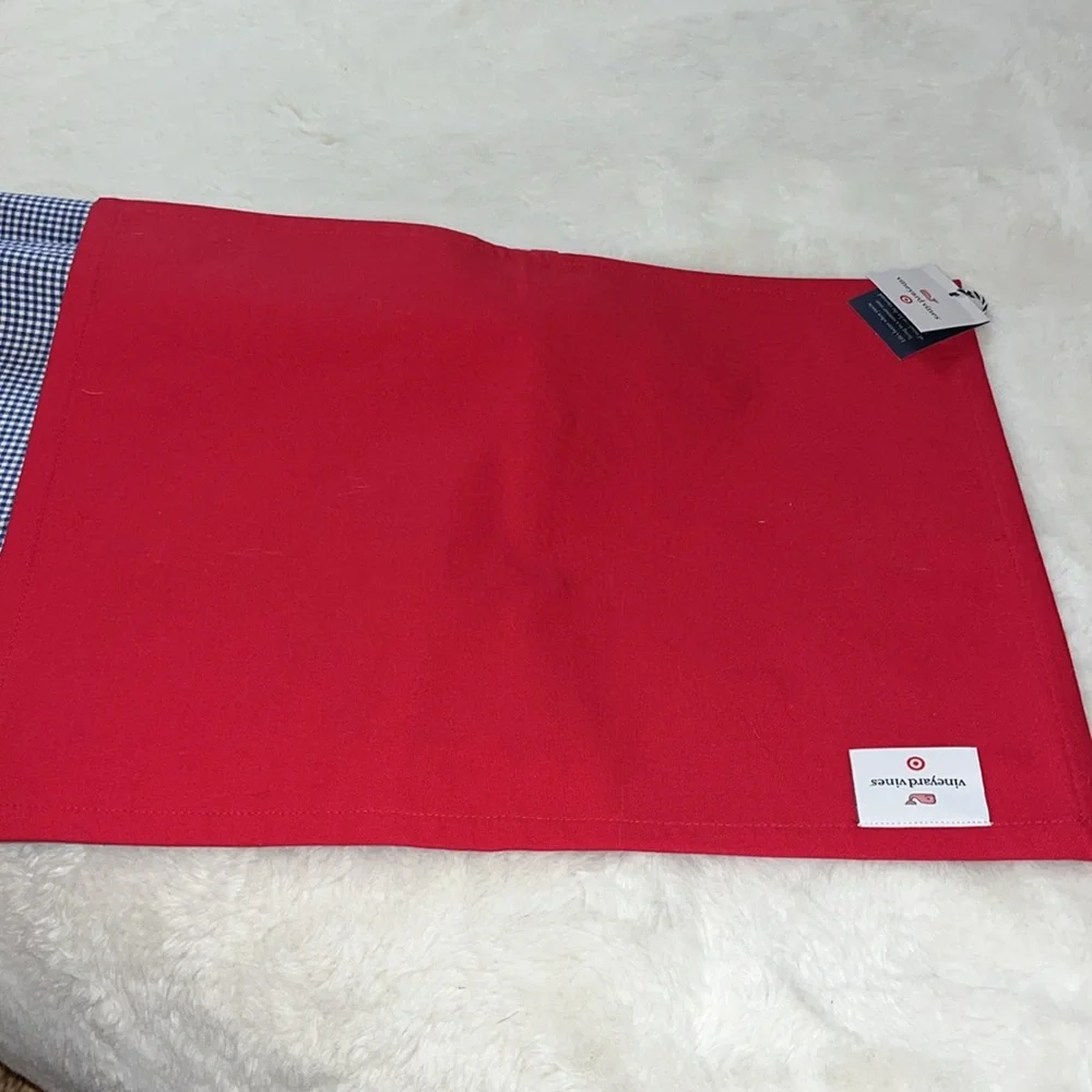 4 Vineyard Vines Gingham Whale Cloth Placemats Fourth of July Preppy Decor